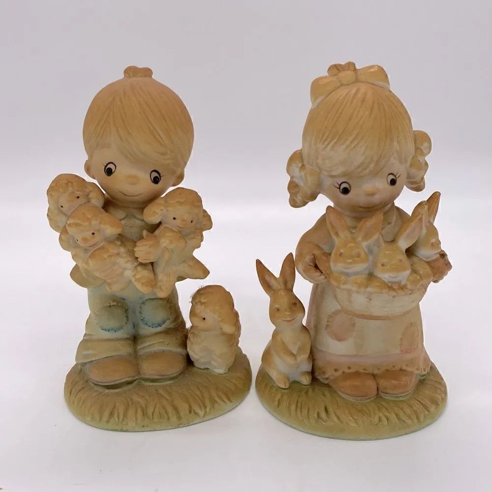 HOMCO Easter Kids Figurines Bunnies and Lambs